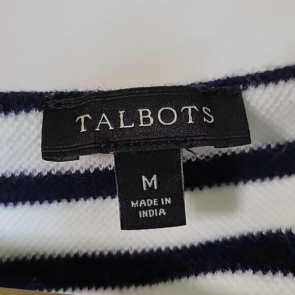 Talbots Dark Navy White Stripe French Terry Sweater Dress Size Medium M - Picture 5 of 6